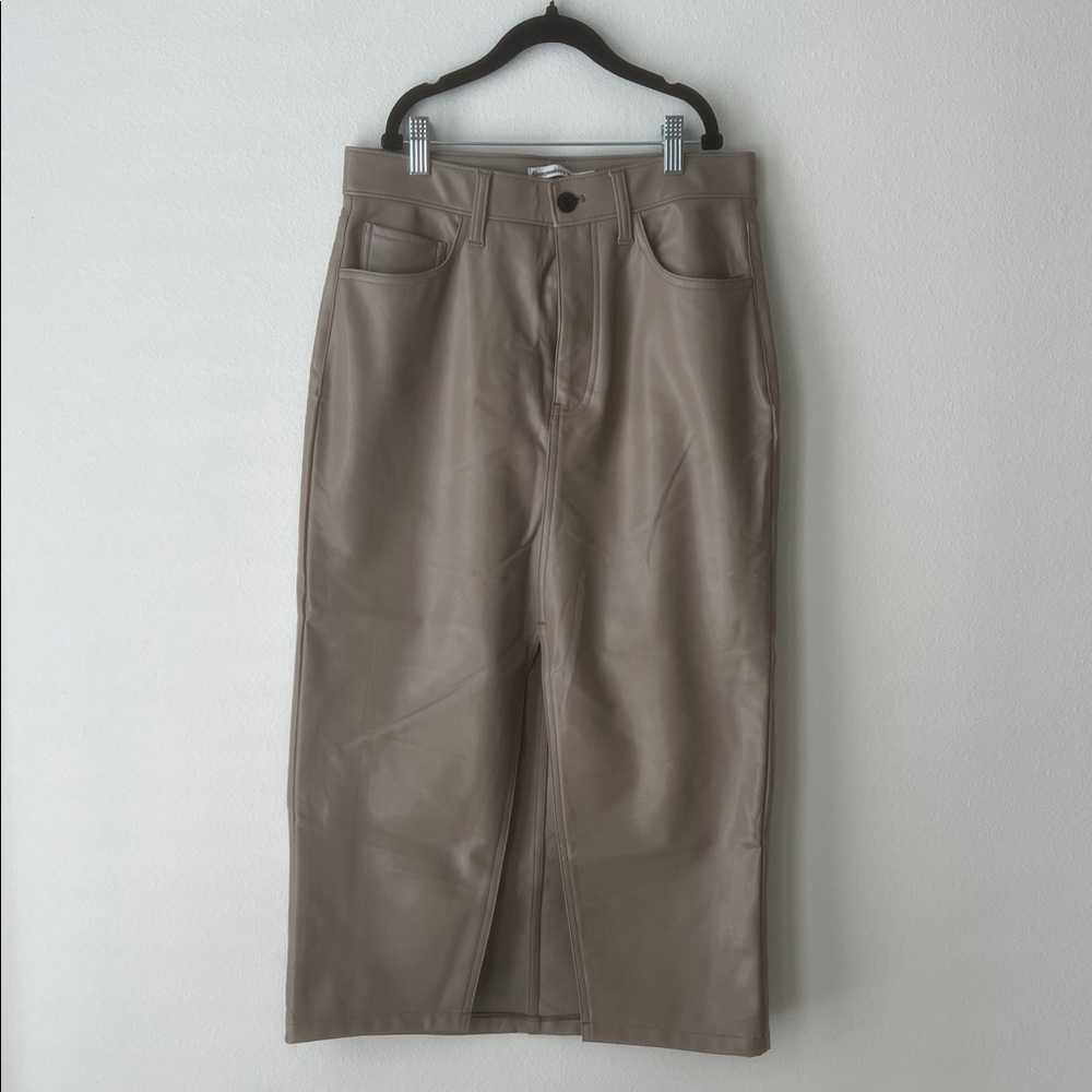 Abercrombie & Fitch Beige Faux Leather Skirt